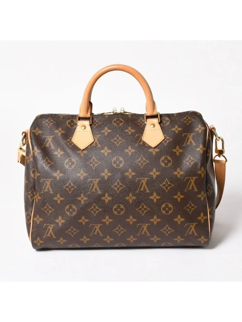 Louis Vuitton Monogram Speedy Bandouliere 30 Handbag Brown Gold